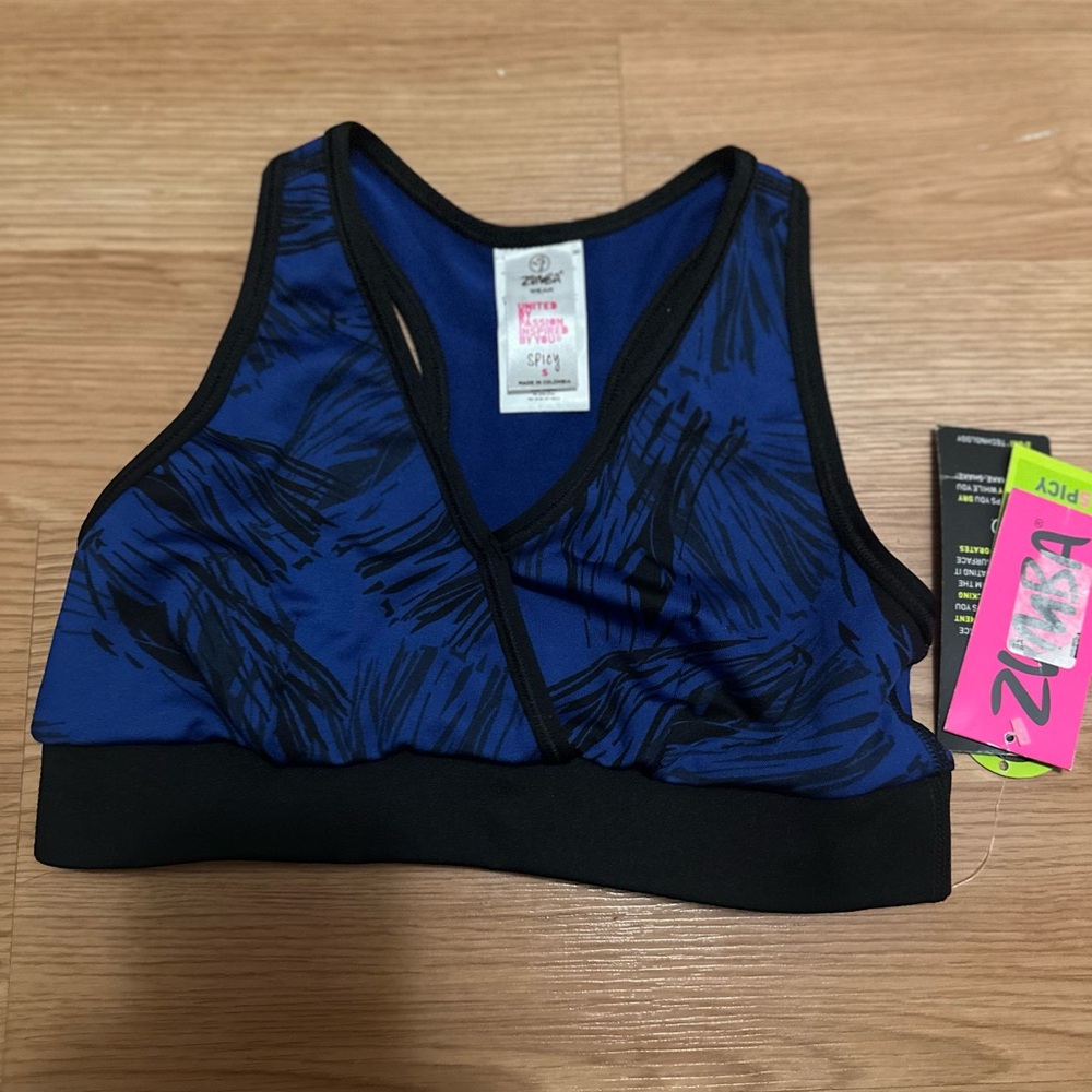 Zumba Fitness Blue and Black Sports Bra